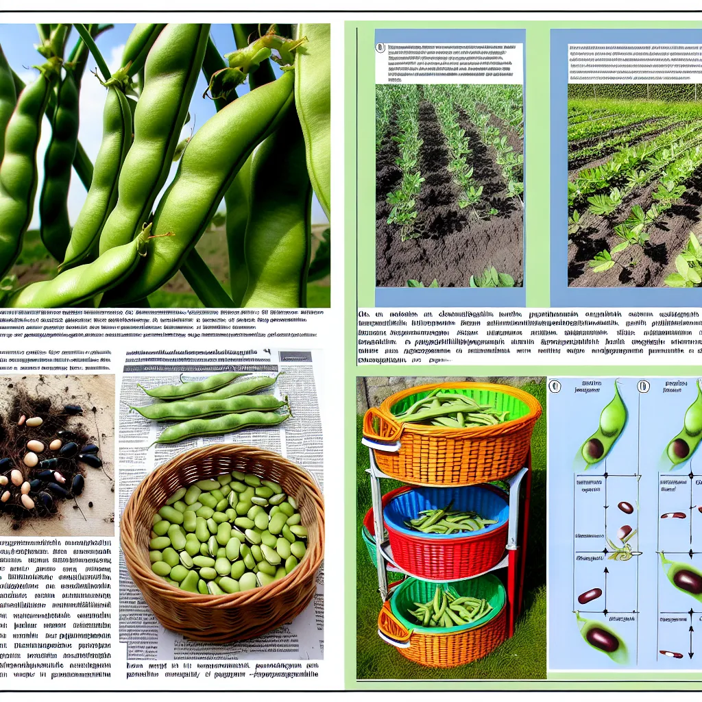 Świeże strąki bobu na krzaku w ogrodzie warzywnym