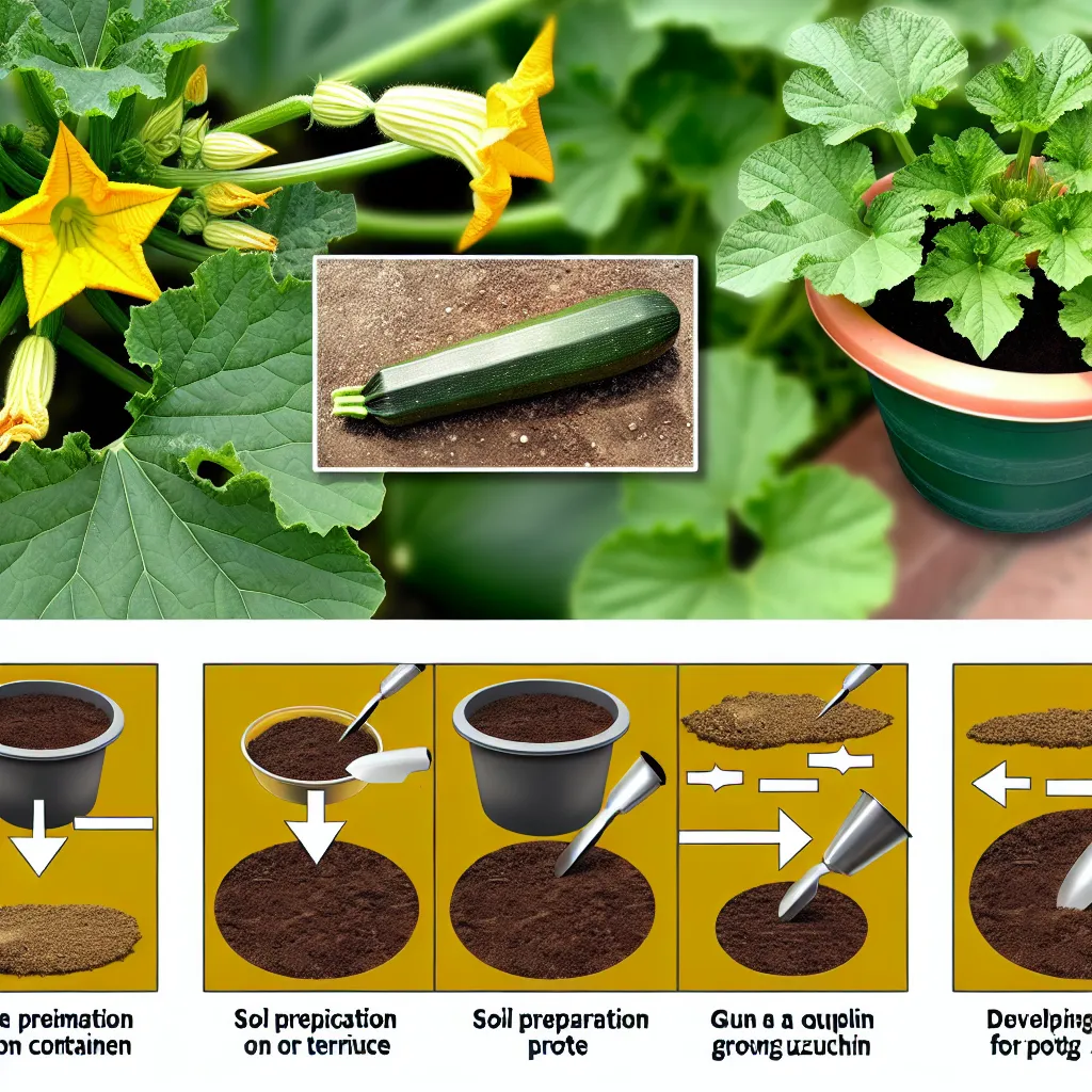 Bujna roślina cukinii rosnąca w dużej donicy na słonecznym balkonie