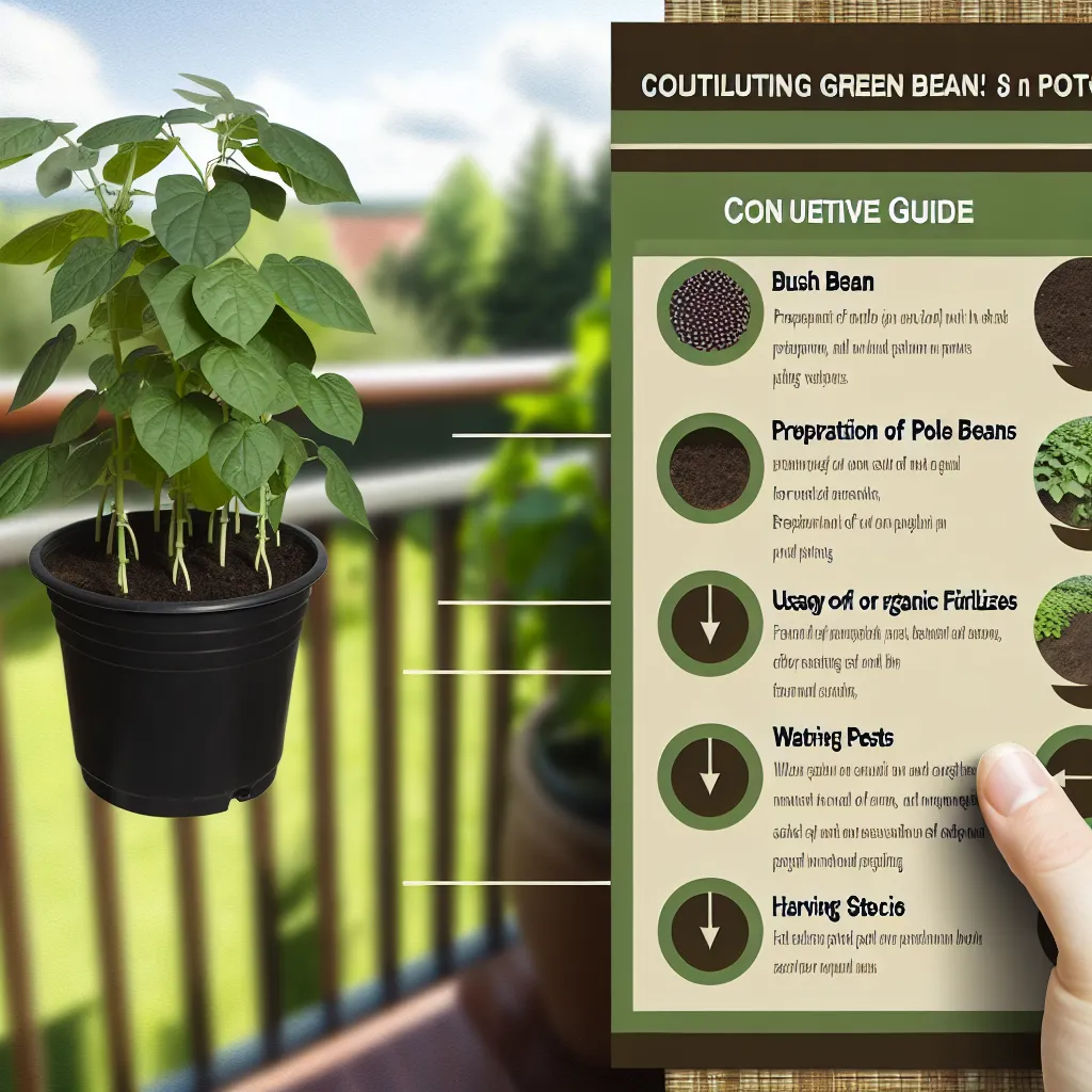 Bujne krzaczki fasolki szparagowej rosnące w donicach na słonecznym balkonie miejskim