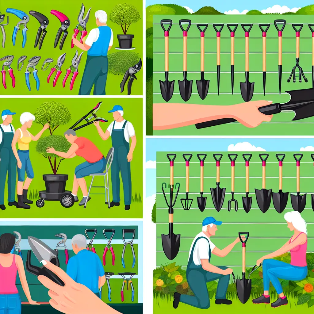Dobrze zaopatrzony sklep z narzędziami ogrodniczymi z szerokim wyborem szpadli i sekatorów