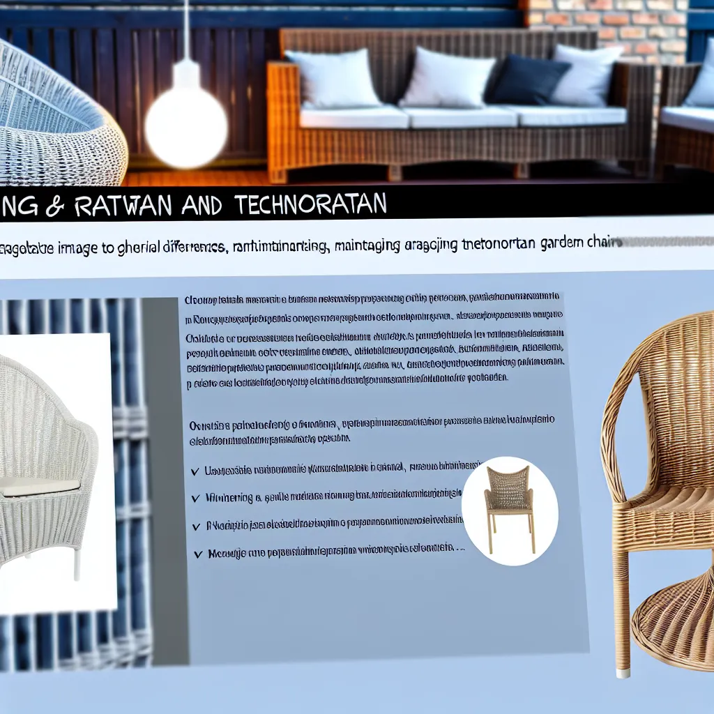 Elegancki fotel ogrodowy rattanowy na słonecznym tarasie w stylu boho z poduszkami