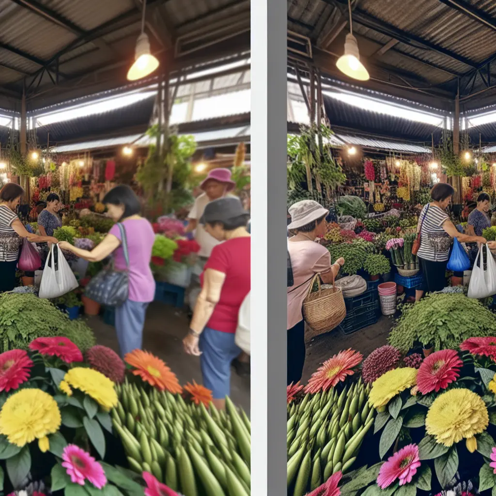 Kobieta z wózkiem na giełdzie kwiatów wybierająca sadzonki