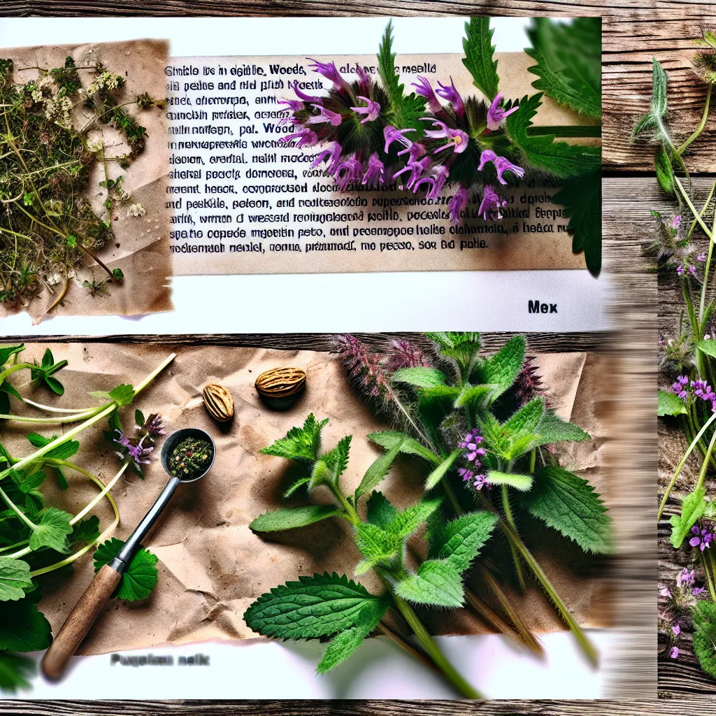 Kosz wiklinowy z jadalnymi chwastami: gwiazdnica, jasnota i podagrycznik w polskim ogrodzie