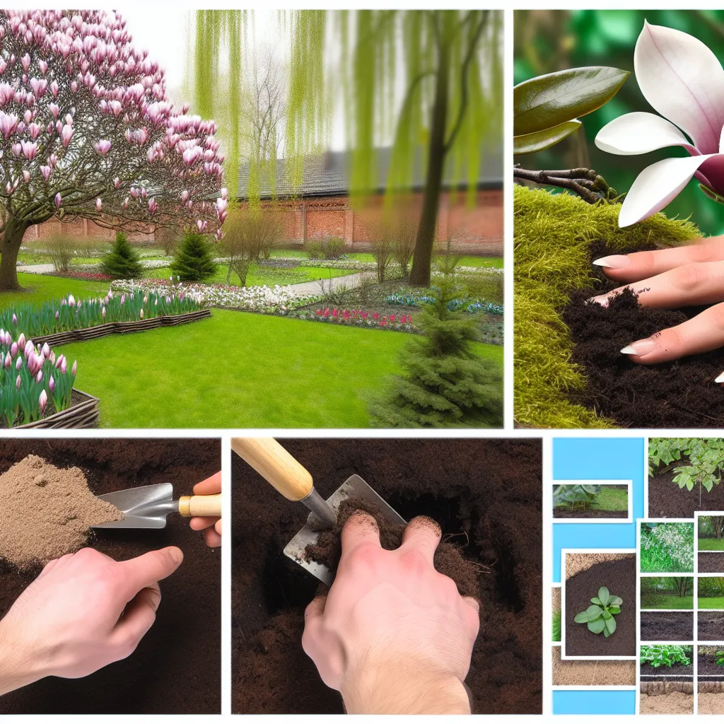 Kwitnąca magnolia Soulangeana w polskim ogrodzie wiosną