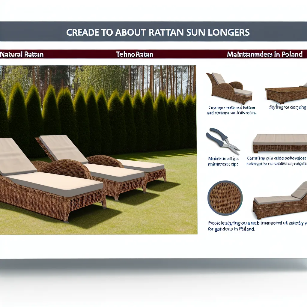 Luksusowy leżak rattanowy w polskim ogrodzie podczas złotej godziny