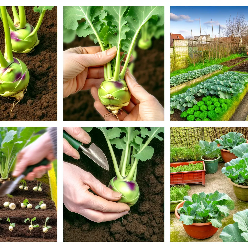 Młoda rozsada kalarepy w wielodoniczkach w szklarni