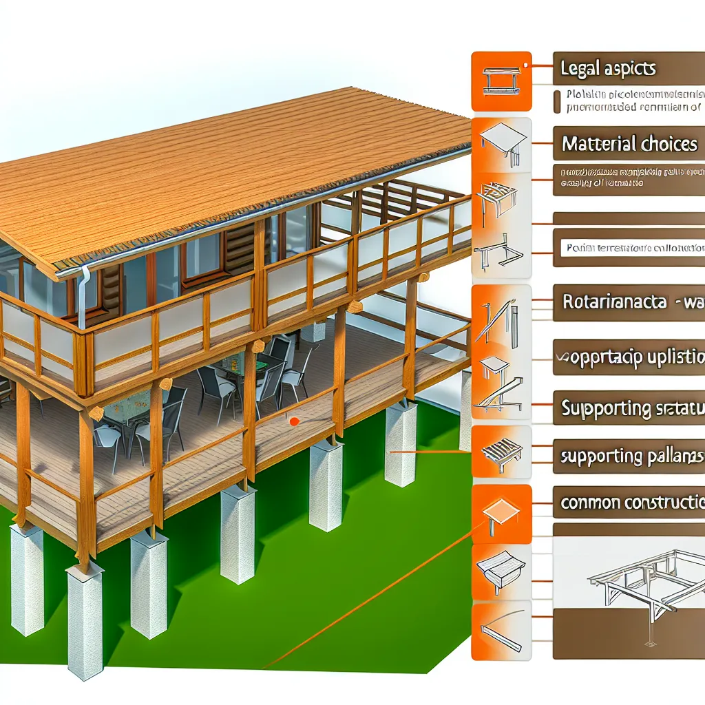 Nowoczesny dom z wysokim tarasem drewnianym na słupach w ogrodzie