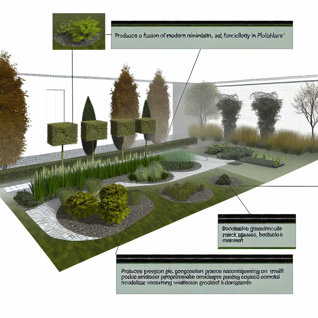 Nowoczesny ogród w stylu euro z geometrycznymi ścieżkami i zadbanym trawnikiem