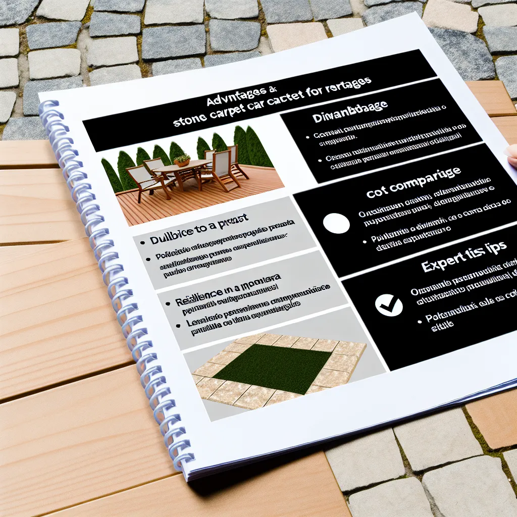 Nowoczesny taras z posadzką z kamiennego dywanu i meblami ogrodowymi