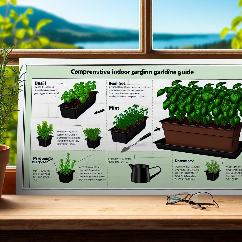 Słoneczny parapet w kuchni z doniczkami bazylii, mięty i rozmarynu