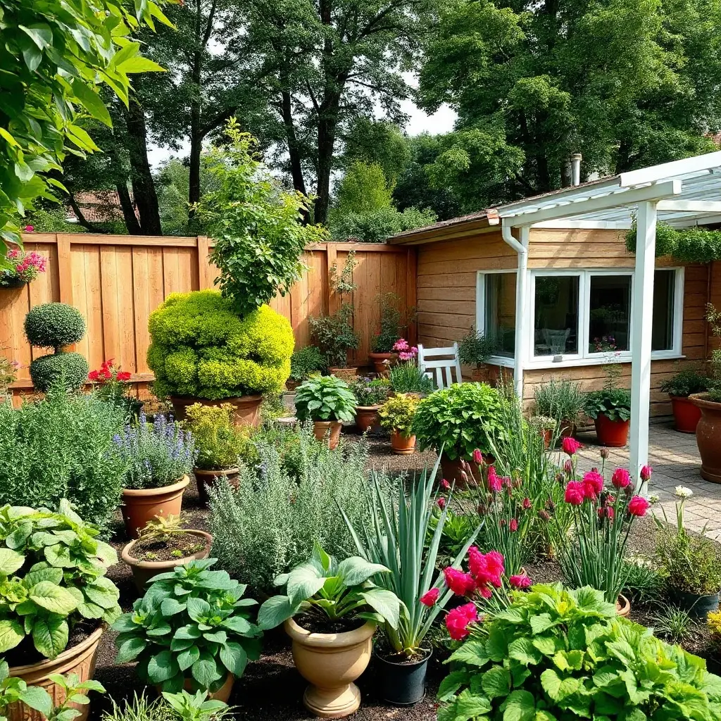 Ogród przydomowy w Radomsku wiosną – rabaty kwiatowe, warzywnik i drewniana pergola