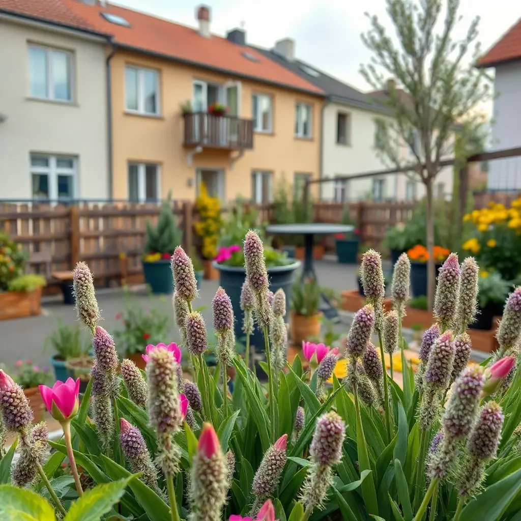Ogród wiosenny w regionie bełchatowskim z kwitnącymi tulipanami i forsycją