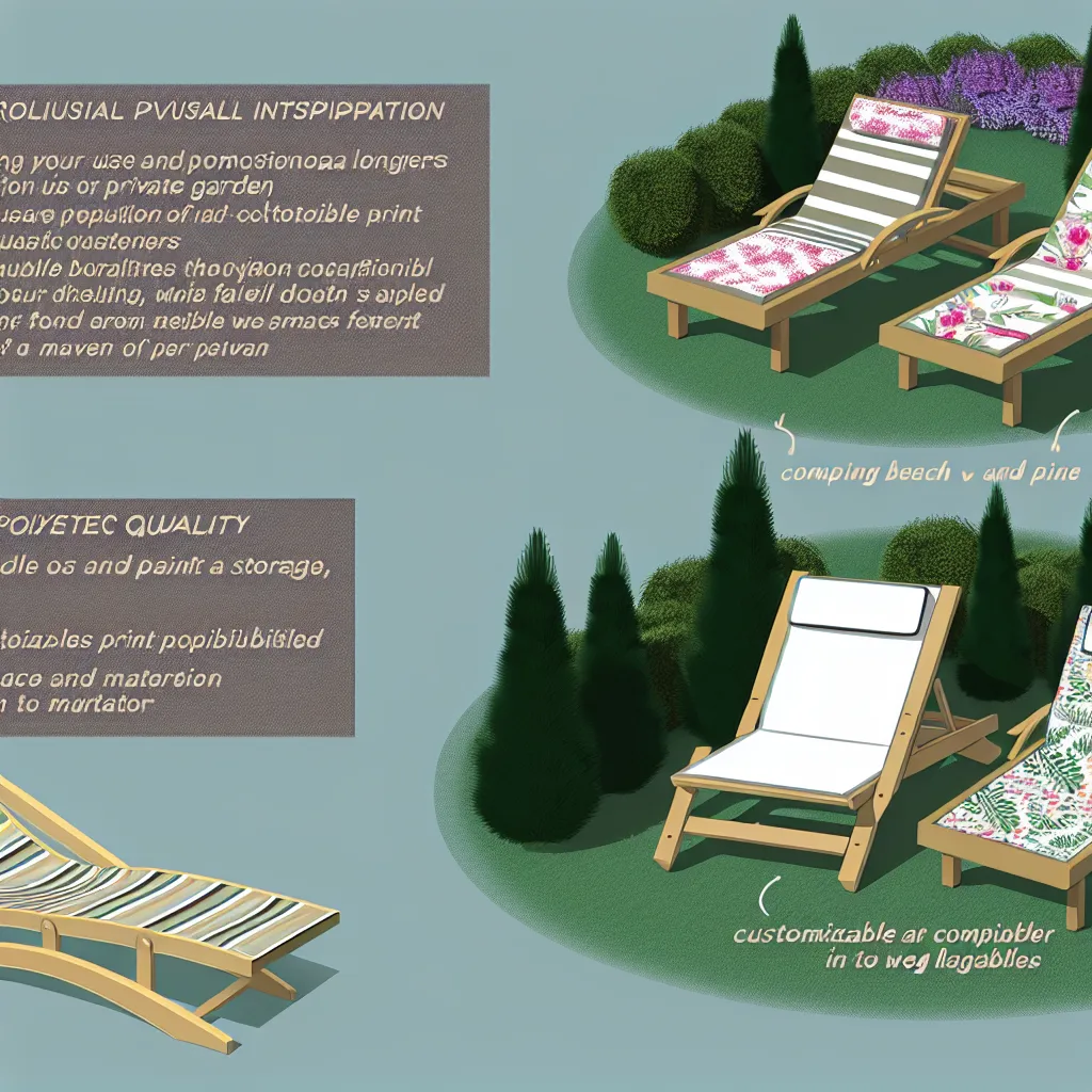 Personalizowane leżaki reklamowe z motywem roślinnym w przydomowym ogrodzie