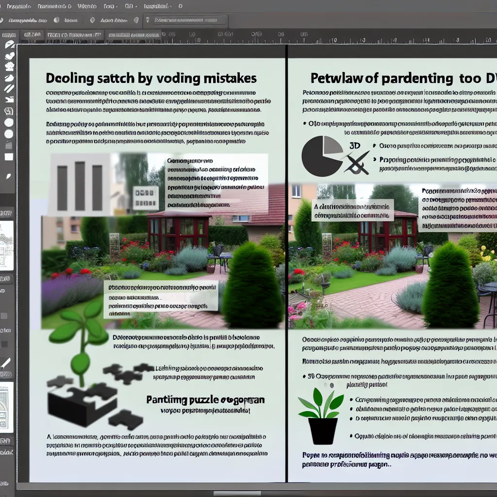 Porównanie szkicu koncepcyjnego i fotorealistycznej wizualizacji ogrodu 3D