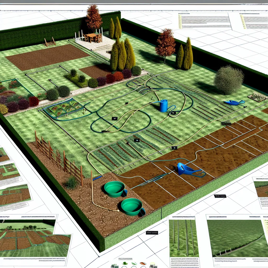 Projekt ogrodu i narzędzia pomiarowe na stole