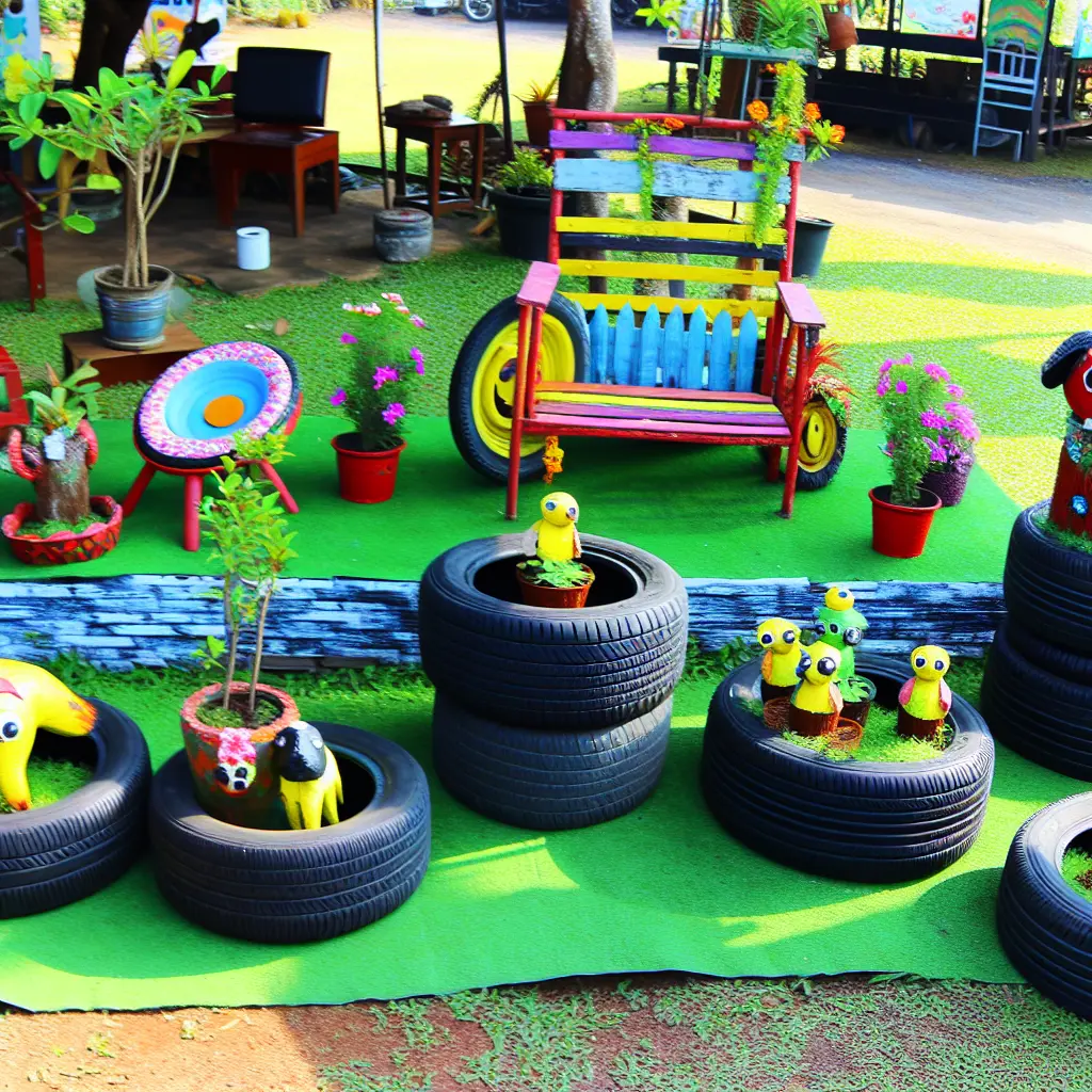 Różnorodne dekoracje z opon do ogrodu – inspiracje i pomysły DIY