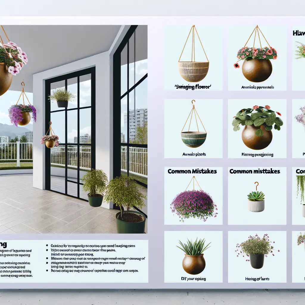 Różnorodne rośliny zwisające w wiszących doniczkach, idealne do bujany kwiat na balkonie.