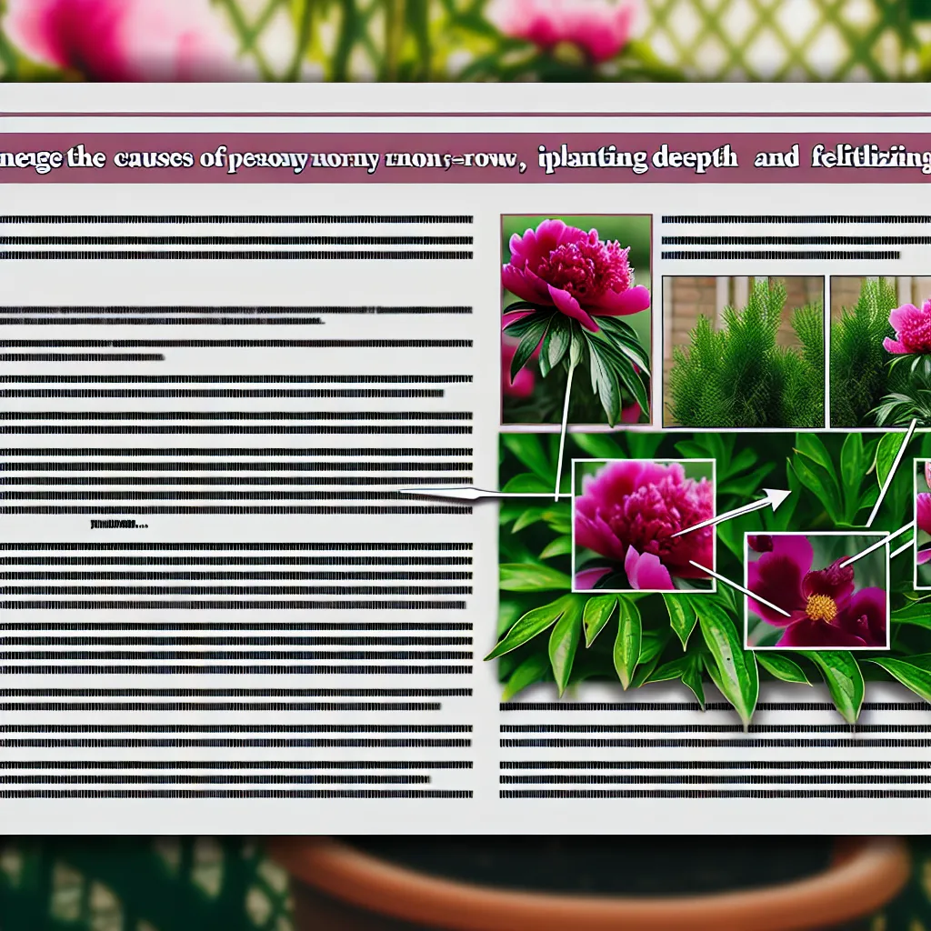 Schemat prawidłowej głębokości sadzenia piwonii - oczka 3-5 cm pod ziemią