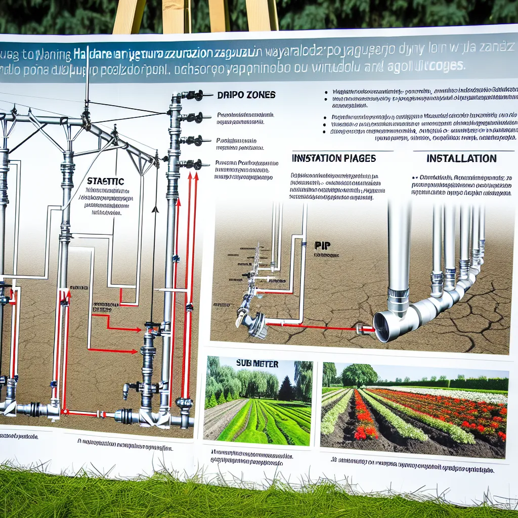 Schemat projektu nawadniania ogrodu z podziałem na strefy