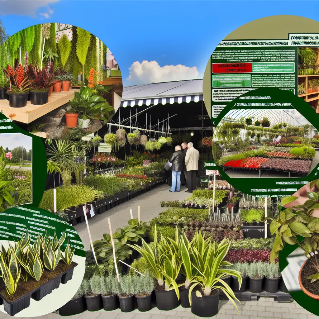 Szeroki widok na profesjonalną szkółkę roślin w Polsce z rzędami zdrowych drzew i krzewów, doradztwo ogrodnika.