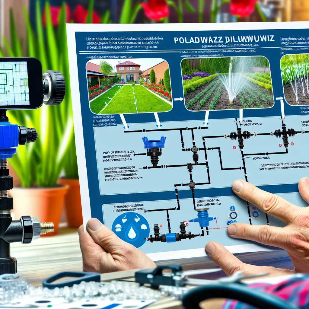 Szkic projektu nawadniania ogrodu na papierze milimetrowym
