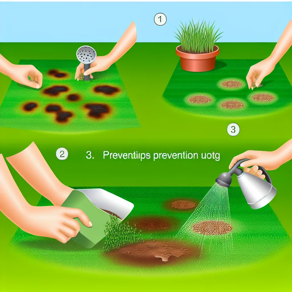 Żółta plama na trawniku wypalona przez mocz psa z widoczną ciemniejszą obwódką