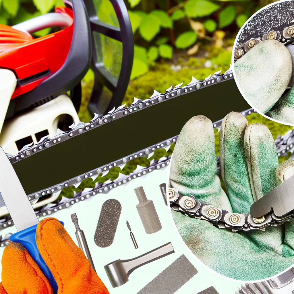 Prawidłowe ustawienie pilnika względem zęba tnącego piły łańcuchowej - kąt 30 stopni