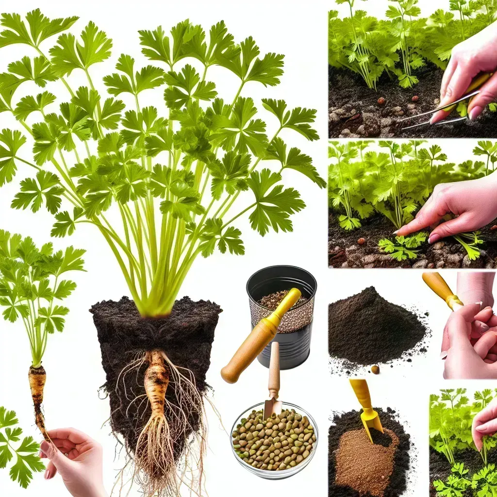 Dorodny krzew lubczyku ogrodowego na polskiej działce w słońcu