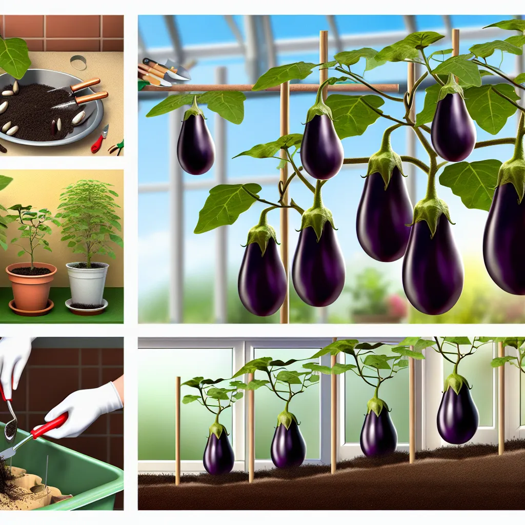 Zdrowe sadzonki bakłażana na słonecznym parapecie przygotowane do uprawy