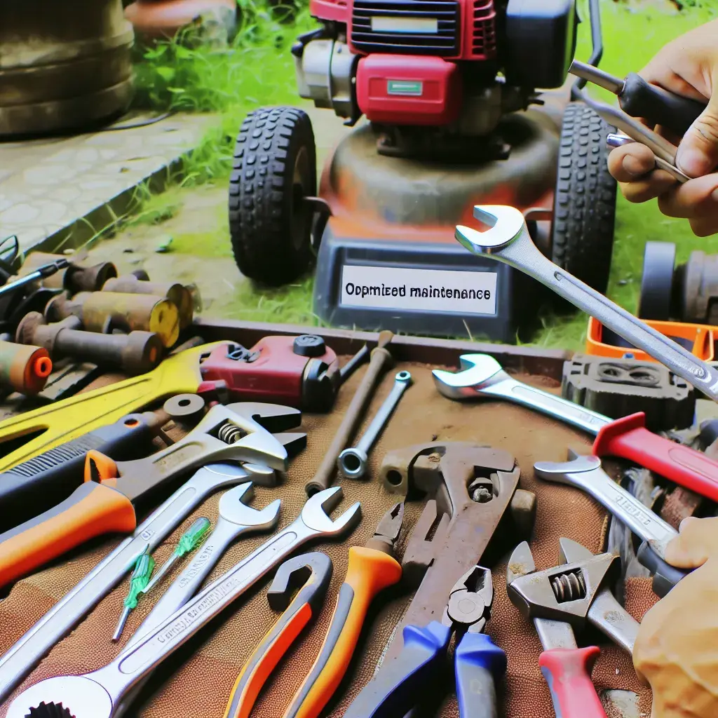 Zestaw narzędzi mechanika w ogrodzie do konserwacji sprzętu ogrodniczego